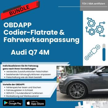 Audi Q7 4M BUNDLE OBDAPP Codier-Flatrate und Luftfahrwerk Fahrwerksanpassung tieferlegen elektronisch